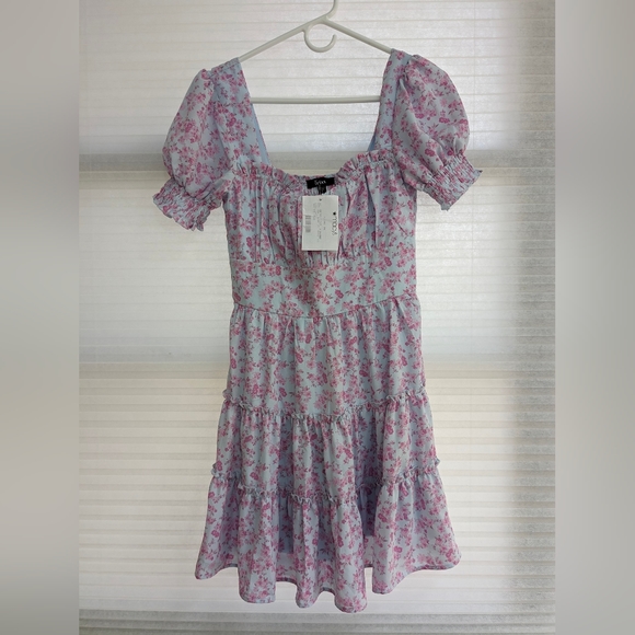 NWT TRIXXI Juniors' Floral-Print Smocked-Sleeve Dress Small - Picture 5 of 5